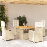 vidaXL Ensemble à manger de jardin avec coussins 5Pièces Beige poly rotin