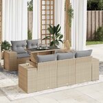 vidaXL Salon de jardin avec coussins 6 Pièces beige résine tressée