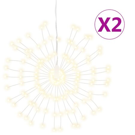 vidaXL Étoile rayonnante de Noël 140 LED 2 Pièces blanc chaud 17 cm