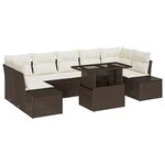 vidaXL Ensemble de Canapé de Jardin 8 Pièces avec Coussins Marron