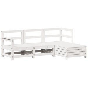 vidaXL Salon de jardin 4 Pièces blanc bois de pin massif