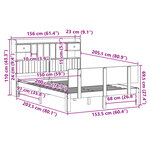 vidaXL Lit bibliothèque sans matelas blanc 150x200 cm bois pin massif