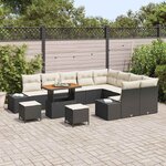 vidaXL Ensemble de canapé de jardin 12 Pièces Noir Poly rotin