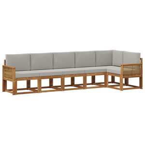 vidaXL Ensemble de canapés d'extérieur 6 pc Naturel et gris clair