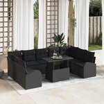 vidaXL Ensemble de canapé de jardin 10 Pièces Noir 100 x 55 x 73 cm