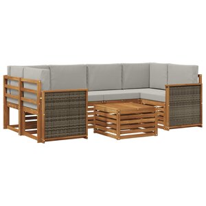 vidaXL Ensemble de canapés d'extérieur 7 pc Naturel et gris clair