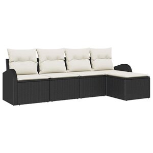 vidaXL Ensemble de Canapés avec coussin 5 Pièces Noir et Blanc polyrotin