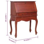 vidaXL Bureau secrétaire Marron 78x42x103 cm Bois d'acajou massif