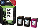 Pack 3 cartouches d'encre hp 301 (2 x noir - 1x cyan  magenta  jaune)