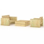 vidaXL Salon de jardin 3 Pièces Bois massif de pin imprégné