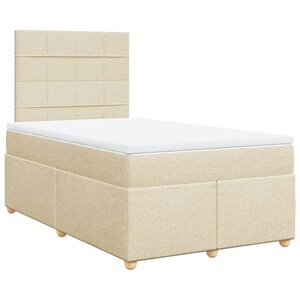 vidaXL Sommier à lattes de lit avec matelas crème 120x190 cm tissu
