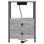 vidaXL Table de nuit avec station de chargement 2 Pièces Sonoma gris