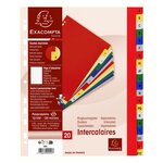 Intercalaires imprimés alphabétique PP 12/100e - 20 positions - A4+ - Assorties vives EXACOMPTA
