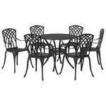 vidaXL Ensemble de salle à manger pour jardin 7 Pièces Noir Aluminium