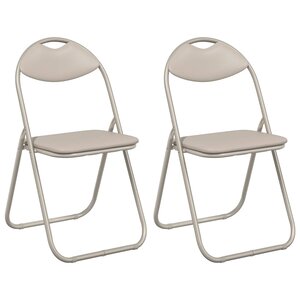 vidaXL Chaise pliante 2 pc Simili cuir Sable 48 x 43 5 x 81 cm