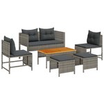 vidaXL Ensemble de canapé de jardin 6 Pièces Gris  gris foncé polyrotin