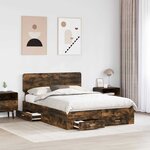 vidaXL Cadre de lit Chêne fumé 140 x 190 cm Bois d'ingénierie