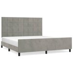 vidaXL Cadre de lit avec tête de lit Gris clair 160x200 cm Velours