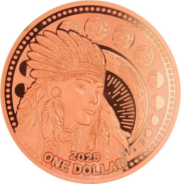 Pièce de monnaie en Cuivre 1 Dollar g 155.5 (5 oz) Millésime 2025 MOON GODDESS HANWI