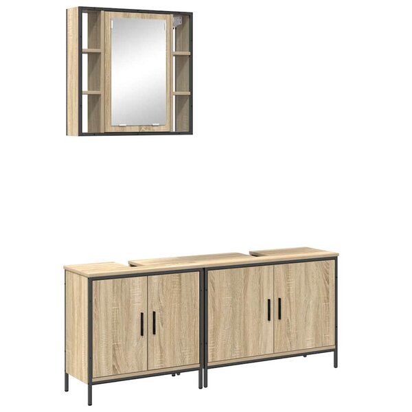 vidaXL Ensemble de mobilier de salle de bain avec étagère 3 Pièces Marron