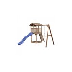 AXI Beach Tower avec Balancoire Simple Marron Toboggan Bleu
