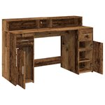 vidaXL Bureau avec lumières LED vieux bois bois d'ingénierie