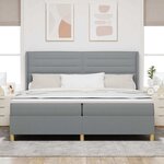 vidaXL Lit à ressorts avec matelas Gris clair 140 x 200 cm tissu