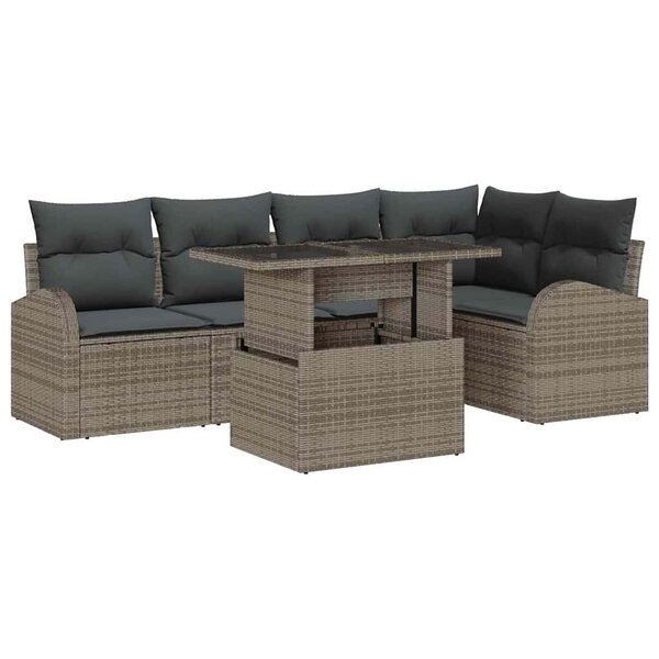 vidaXL Ensemble de canapé de jardin 6 Pièces Gris 100 x 55 x 73 cm