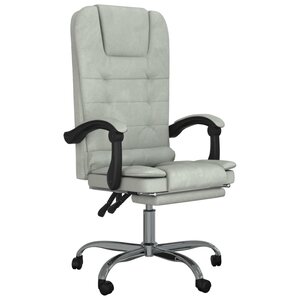 vidaXL Fauteuil de massage inclinable de bureau Gris clair Velours