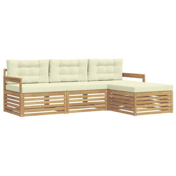 vidaXL Ensemble de canapés d'extérieur 4 pc Blanc et crème Polyester