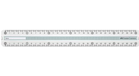 Règle LINEAL GRIP incassable 300 mm Transparent / gris FABER-CASTELL