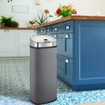 Poubelle de cuisine automatique largo gris acier inoxydable 42 l