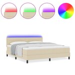 vidaXL Lit Box Spring avec Matelas & LED Crème 180x200 cm Tissu