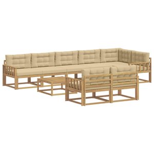 vidaXL Ensemble de canapés d'extérieur 9 Pièces Blanc et Beige