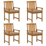 vidaXL Chaises de jardin avec coussins lot de 4 Bois d'acacia massif