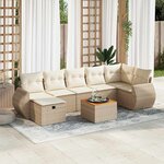 vidaXL Salon de jardin avec coussins 8 Pièces beige résine tressée