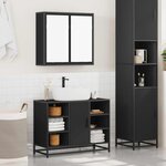 vidaXL Ensemble de meubles salle de bain 2 Pièces noir bois d'ingénierie