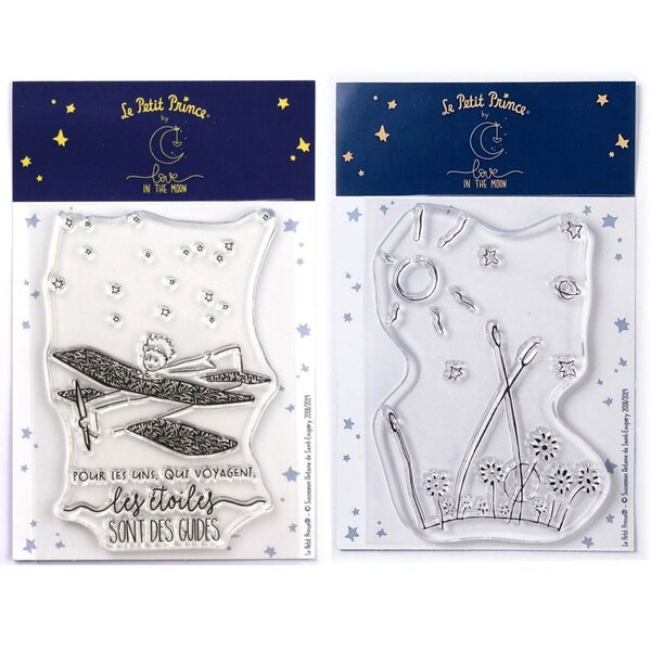 2 Tampons transparents Le Petit Prince Avion et Paysage