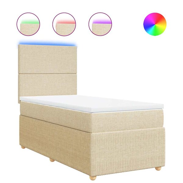 vidaXL Sommier à lattes de lit avec matelas Crème 80x200 cm Tissu