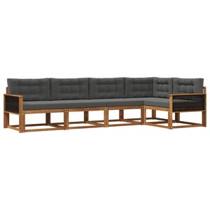 vidaXL Ensemble de canapés d'extérieur 5 Pièces Naturel et Anthracite