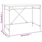 vidaXL Bureau sonoma gris 100x50x75 cm bois d'ingénierie et fer
