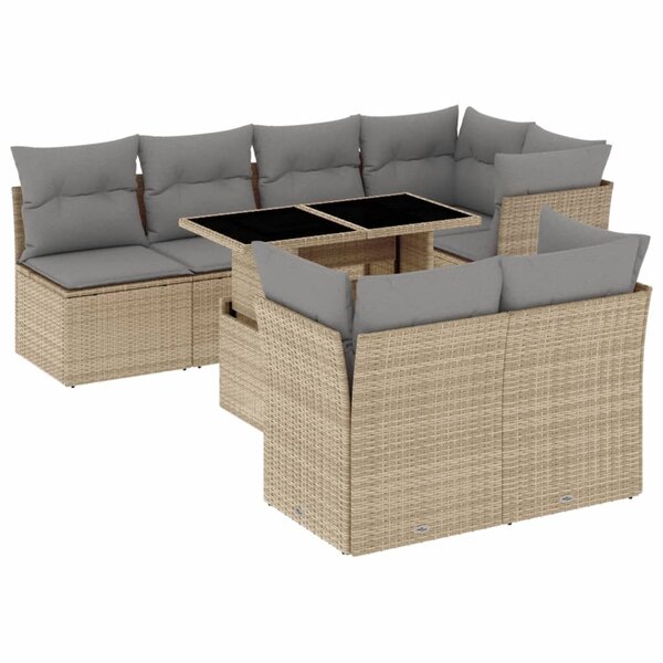 vidaXL Salon de jardin avec coussins 8 Pièces beige résine tressée