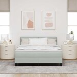 vidaXL Lit à ressort LED avec matelas Gris clair 160 x 200 cm Velours