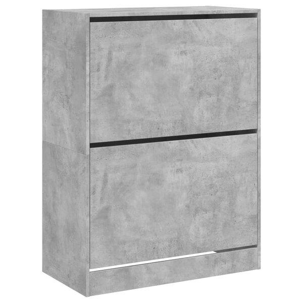 vidaXL Armoire à chaussures 2 tiroirs rabattables gris béton