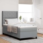 vidaXL Lit à ressorts avec matelas et LED gris clair 100x200 cm en tissu.