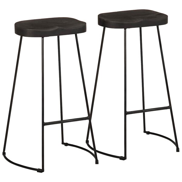 vidaXL Tabourets de bar lot de 2 noir 45x40x78 cm bois manguier massif