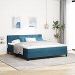 Lit à ressort avec matelas vidaXL Bleu foncé Super King Velours