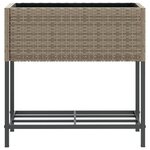 vidaXL Jardinière avec étagère gris résine tressée