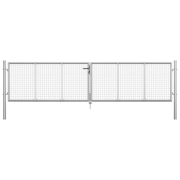 vidaXL Portail de jardin en acier galvanisé 400 x 75 cm argent