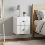 vidaXL Cabinet de chevet mural 2 pc Blanc brillant 33 x 34 5 x 40 cm